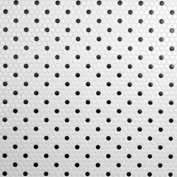 Perfect Circle Porcelain Mosaic - White with Black Dot