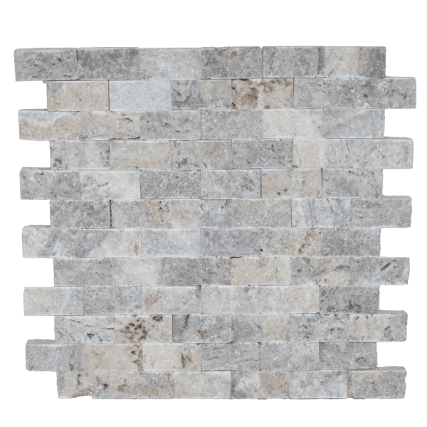 Travertine - Silver Split Face 1x2