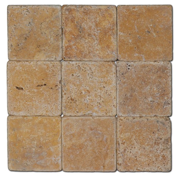 Travertine - Tuscany Gold Tumbled 4x4